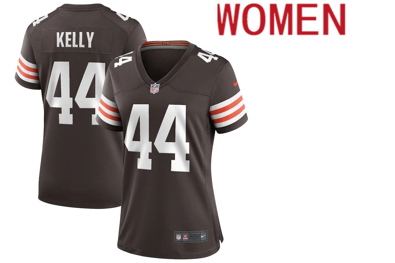 Women Cleveland Browns #44 Leroy Kelly Nike Brown Game Retired Player NFL Jersey->women nfl jersey->Women Jersey